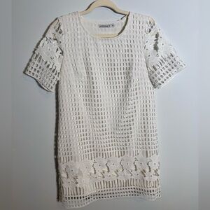 Peppermayo White Lace Crochet Mini Dress Cottagecore Coastal Bridal Shower 8